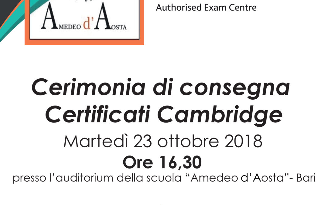 Cerimonia di consegna Certificati Cambridge